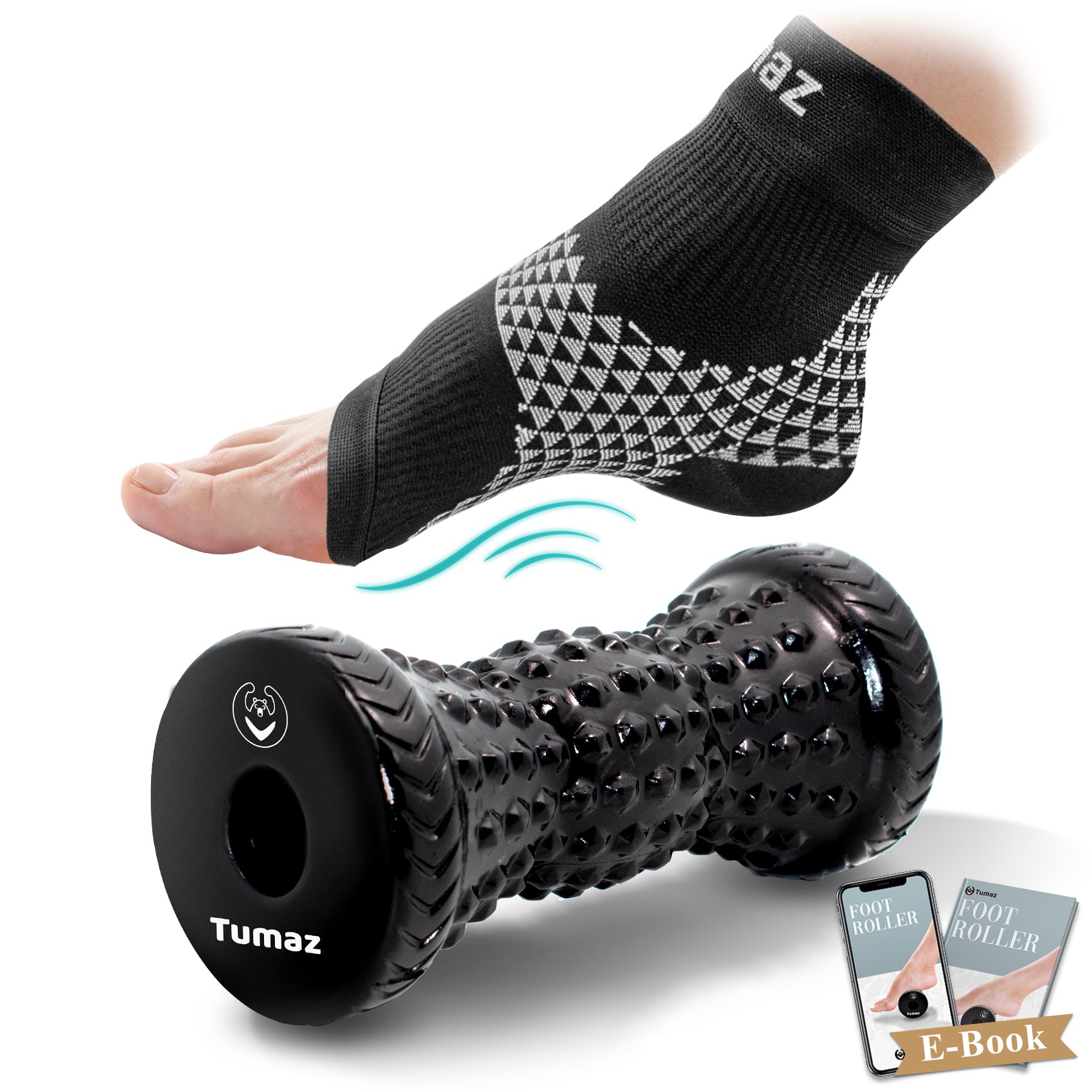 Diamond Foot Roller + Compression Sleeves Set