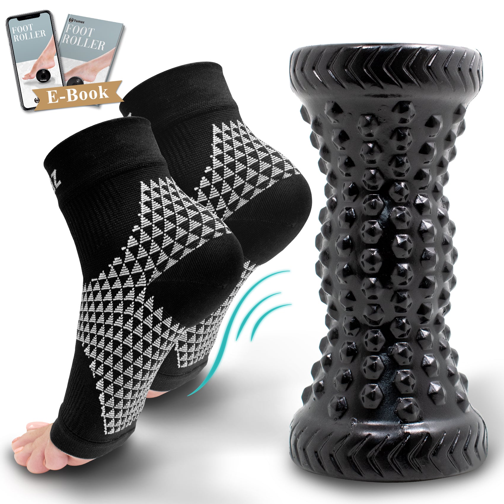 Diamond Foot Roller + Compression Sleeves Set